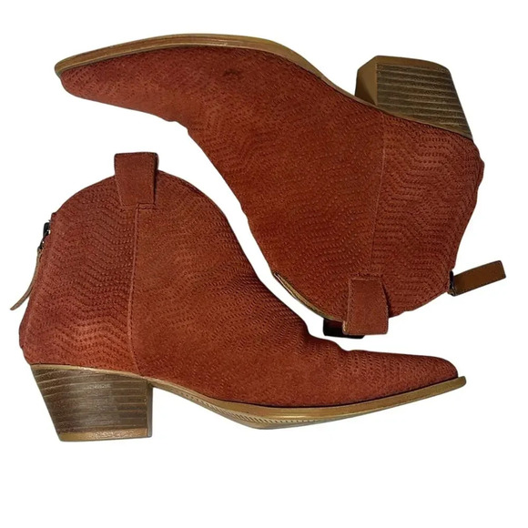 Dingo Kuster Pointed Toe Cowboy Casual Rust Ankle Boot Women's Size 6.5 - Picture 4 of 8